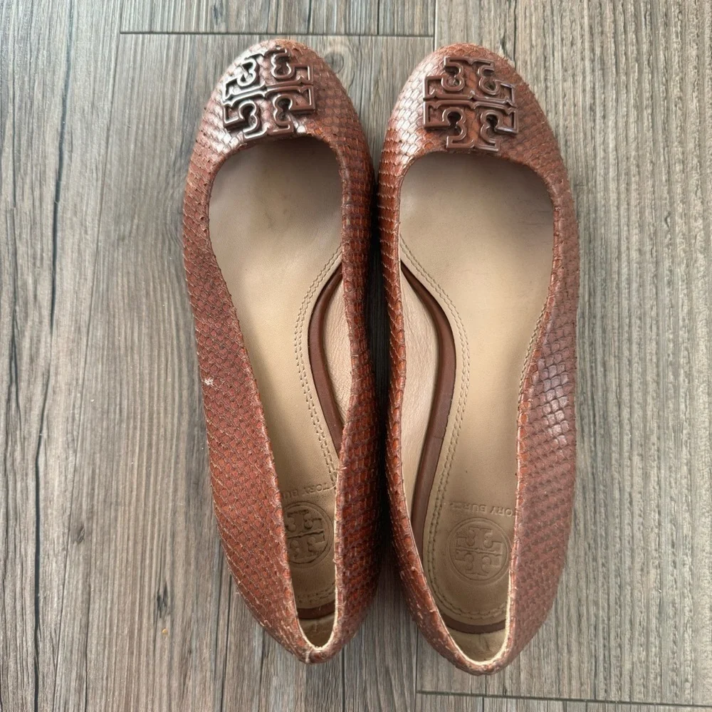 Tory Burch Reptile Brown Ballet Flats Size 7